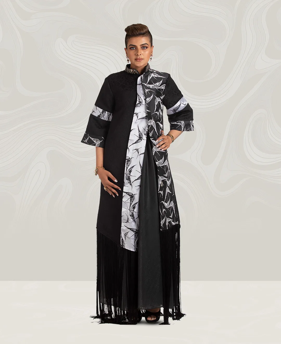 ELEGANT BLACK AND WHITE DRESS