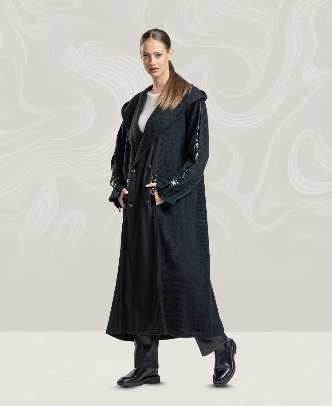 Women's Black Braided Wool Jacket