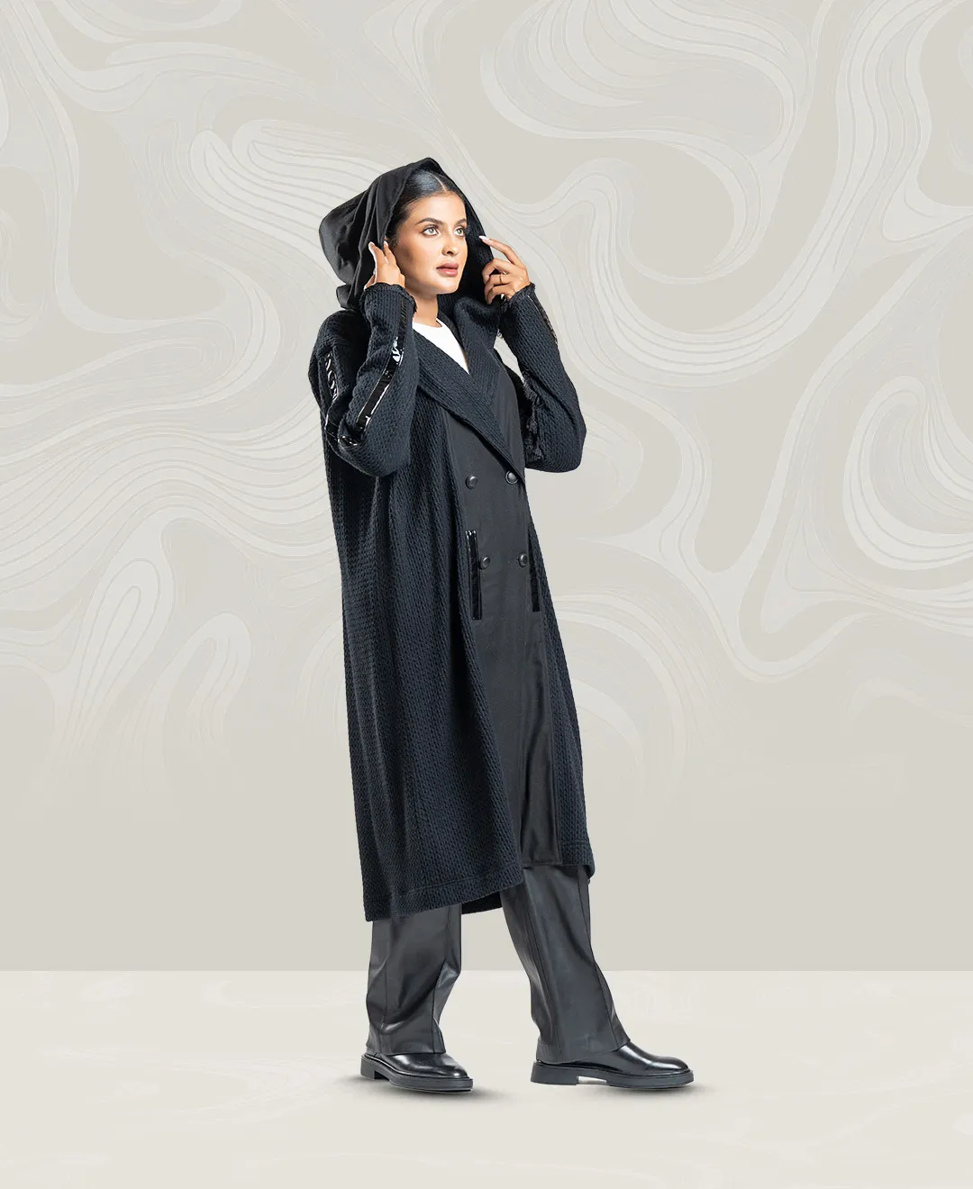 Women's Black Braided Wool Jacket