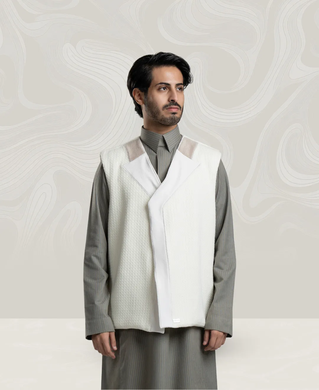 Men’s Wool Vest with Leather & Embroidery