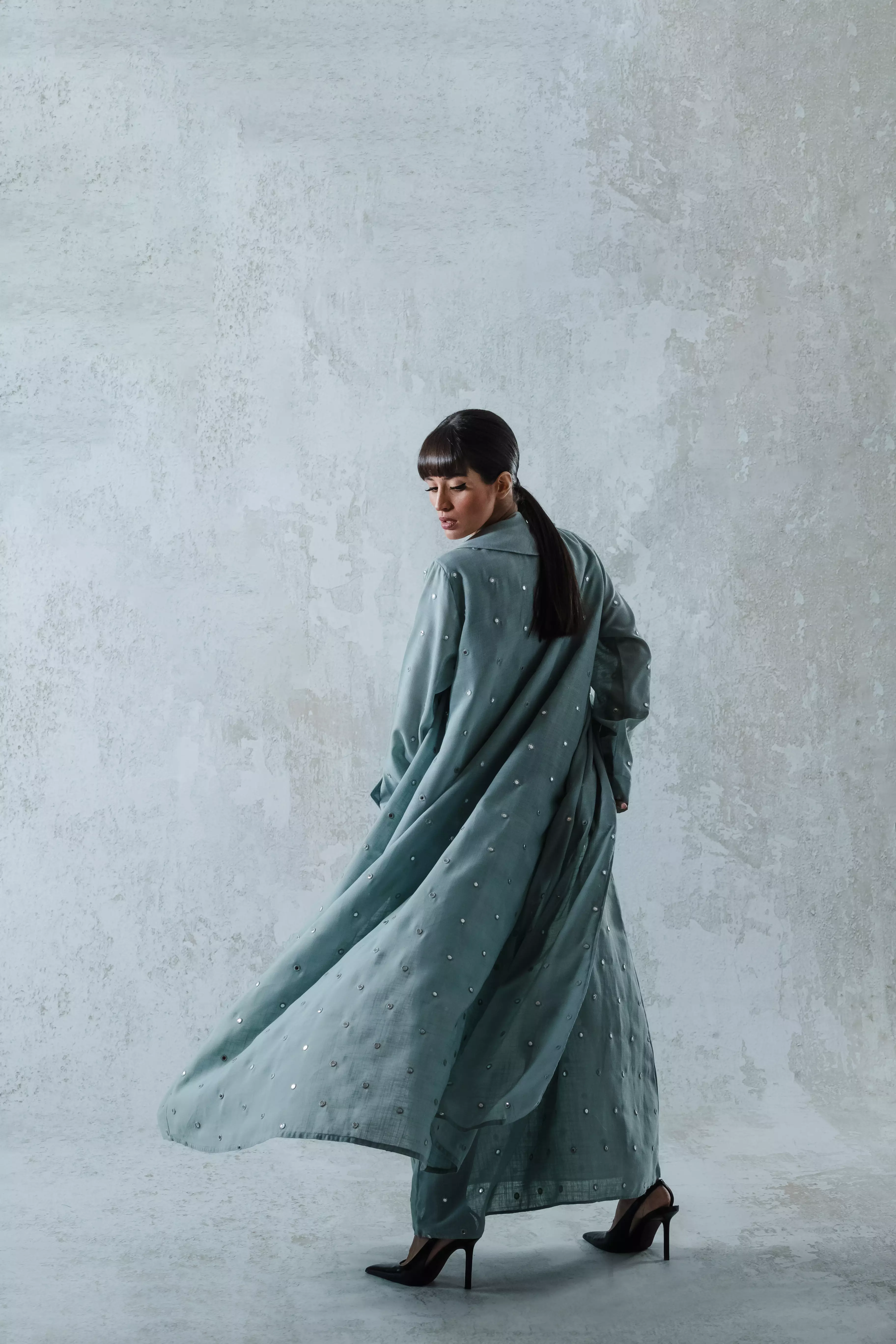 Women's Two-Piece Light Green Abaya