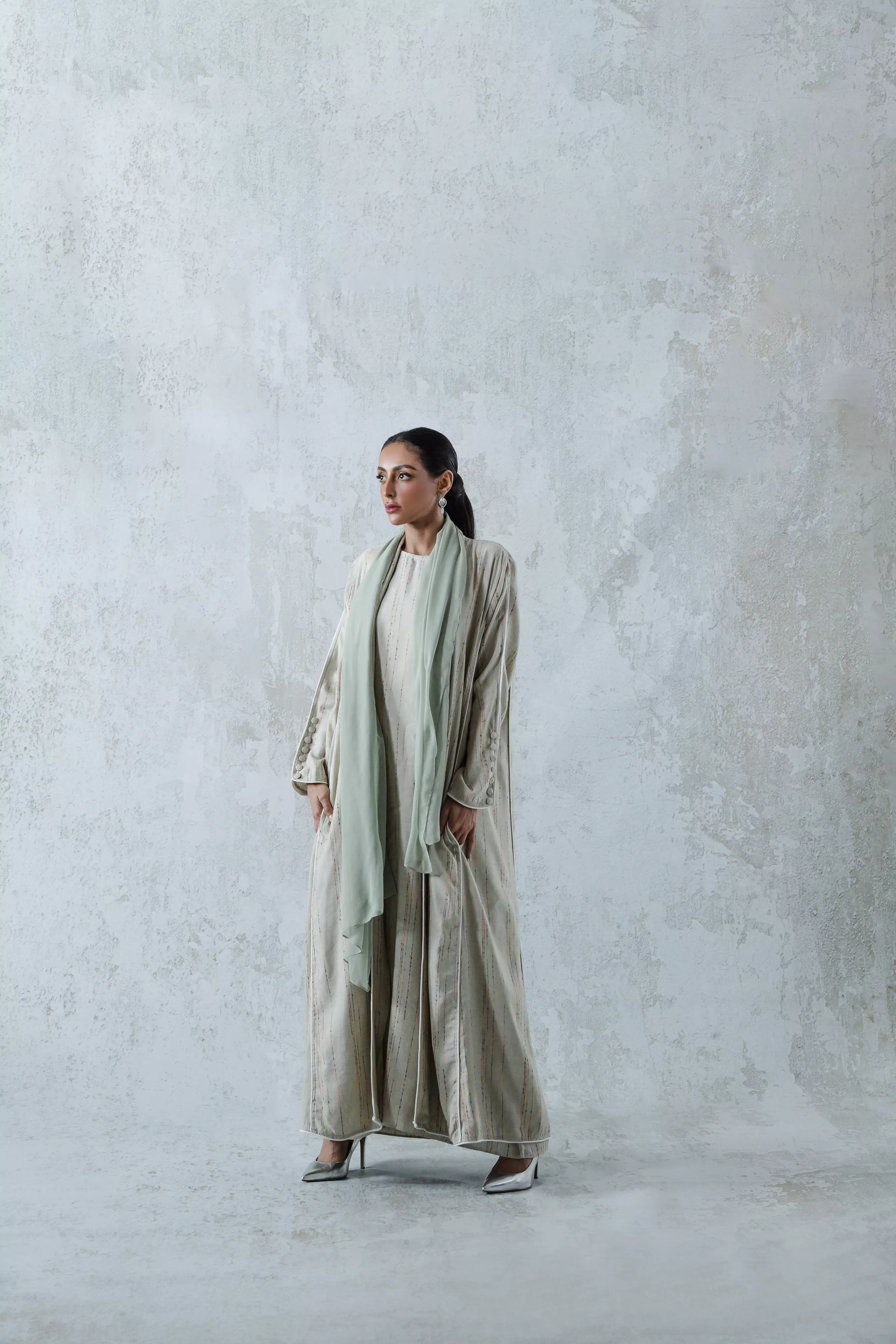 Women's Two-Piece Dark Beige Abaya