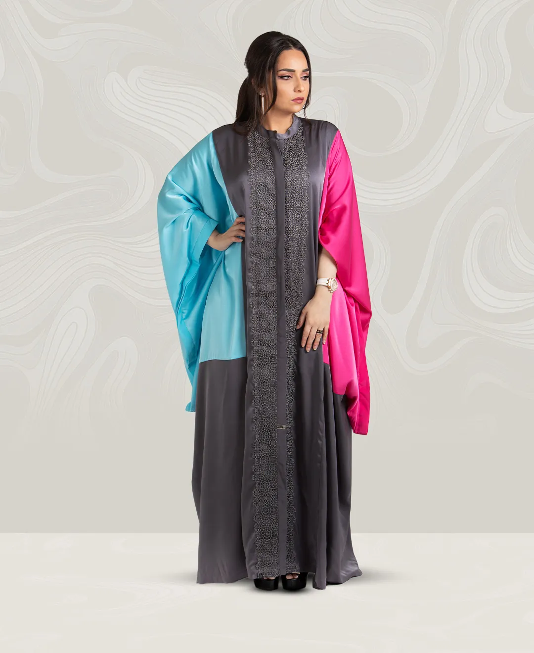 Gray and Pink Soft Blend Jalabiya