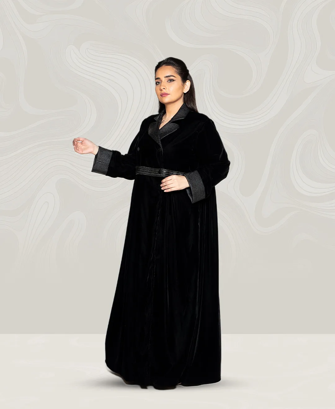 Woman Black Velvet Abaya