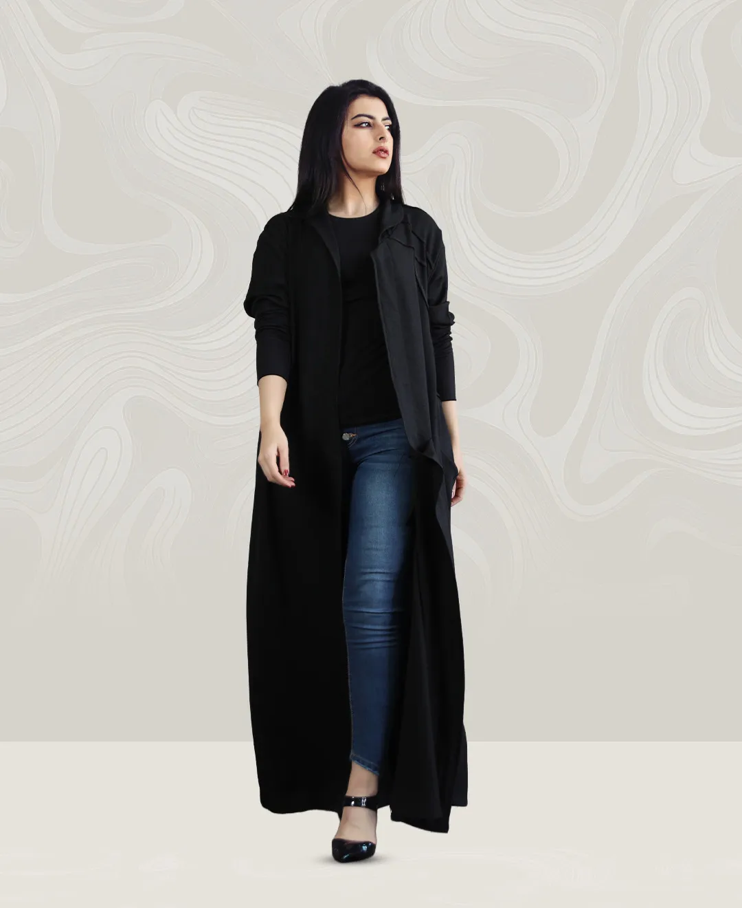 Black Crepe Abaya with Side Pockets