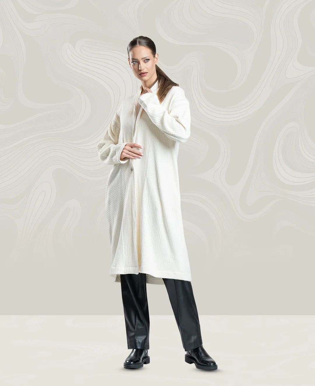Women's White Braided Wool Jacket