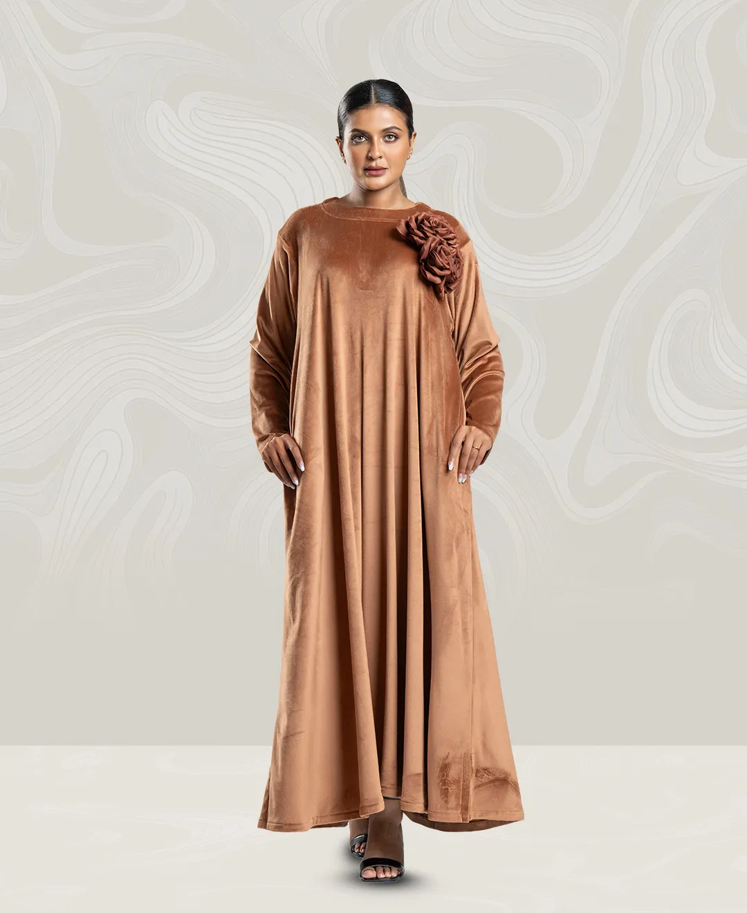 Women's  Dress made of Soft Brown Velvet