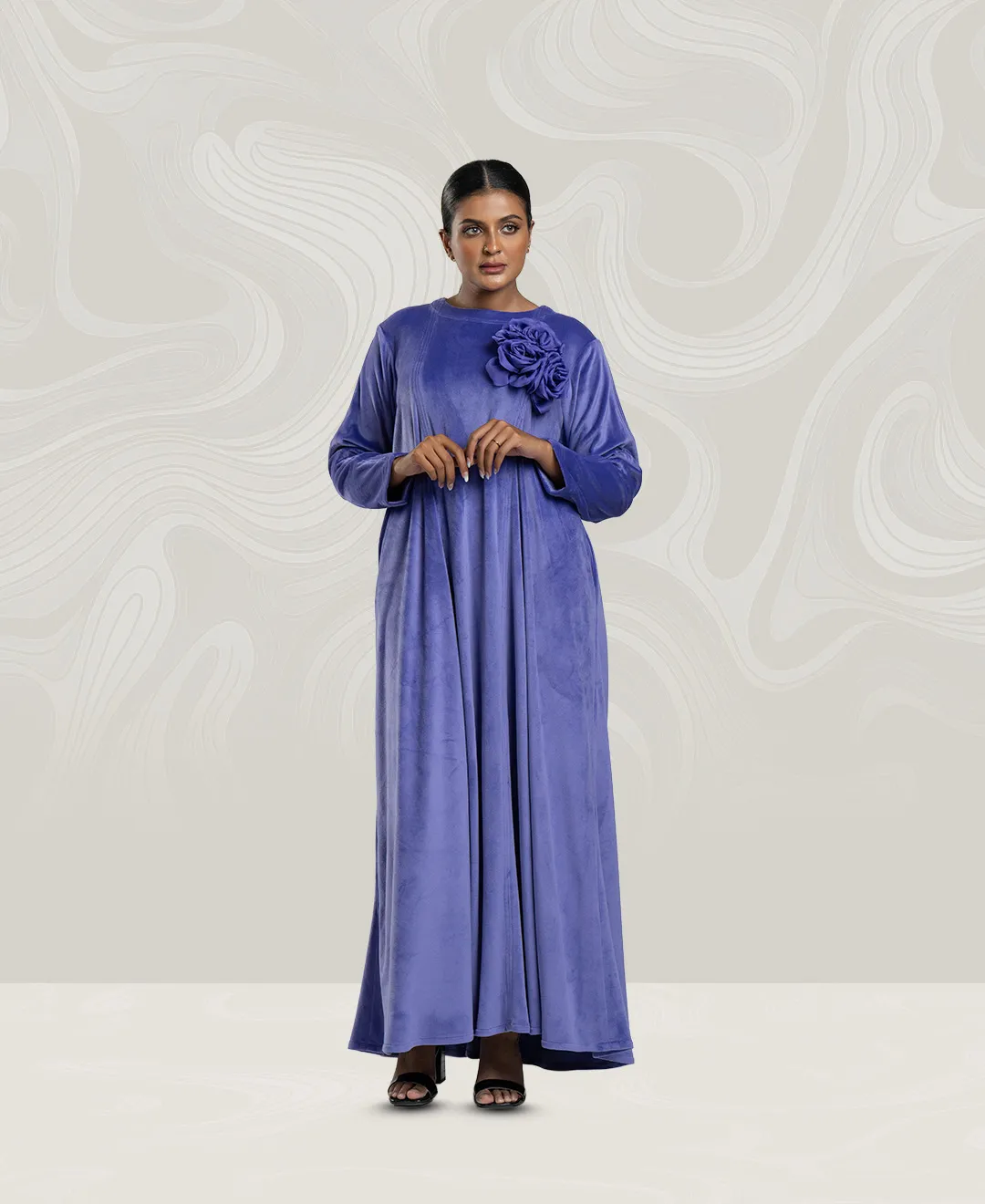 Women's Dress Made of Soft Purple Velvet