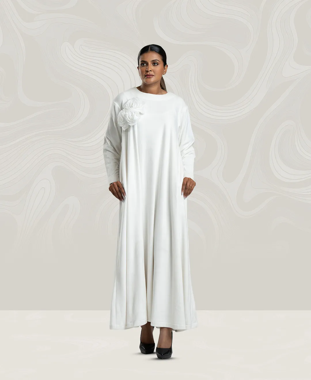 Women's Dress made of Soft White Velvet