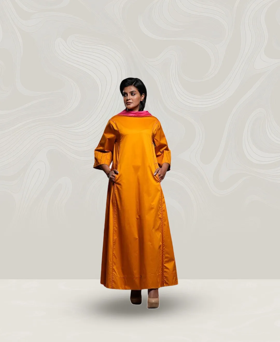 Mustard Cotton Jalabiya